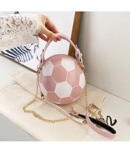 Sac à bandoulière créatif en forme de ballon de football rose et blanc