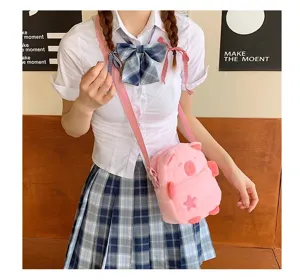 Sac à bandoulière en peluche rose mignon capybara pour filles pochette téléphone