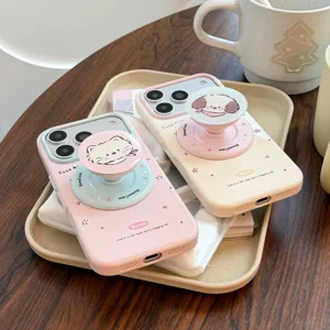 Coques iPhone mignonnes avec motifs de chat et chien et supports de préhension intégrés