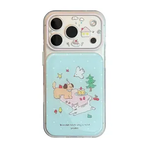 Cute cartoon dog and cat forest picnic illustration soft phone case for iPhone series