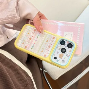 Cute animal patterned yellow acrylic hard phone case for iPhone 15 16 17 18 Pro Max
