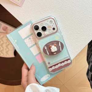 Détail de la coque iPhone dessert à la crème avec support en biscuit chiot 3D