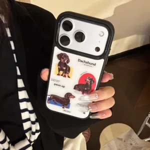 Coque iPhone élégante avec un motif de teckel mignon et texte anglais