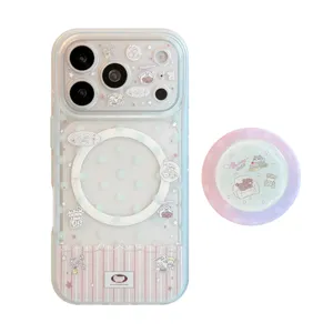 Coque de téléphone magnétique mignonne avec support de préhension assorti.