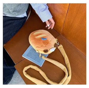 Detailed view of cute plush capybara crossbody bag with soft fluffy strap for kids