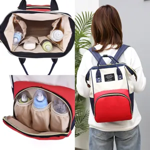 Mochila para pañales multifuncional de gran capacidad con bolsillos térmicos para biberón