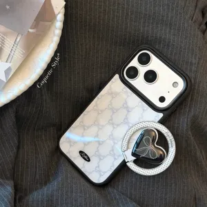 Coque de Protection Dentelle Française Nœud Papillon Support Magnétique Cœur Pour iPhone 16 15 14 Pro Max PC Rigide