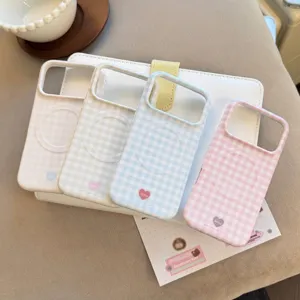 Coque de Téléphone Magnétique à Carreaux Pour iPhone 17 16 15 Pro Max Style Ins Motif Cœur Coque Souple Antichoc IMD Every Single Day Counts Housse