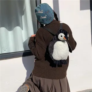 Süßer Plüsch-Pinguin-Rucksack für Damen und Schüler im Winter