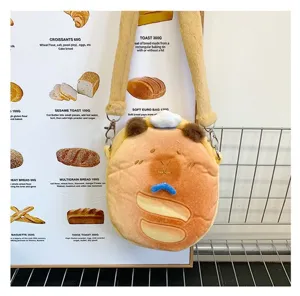 Cute and adorable plush Capybara crossbody bag in bread toast style for kids and girls