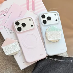 Polka Dot Magnetic Phone Case With House Shaped Kickstand For iPhone 18 17 16 15 Pro Max Soft PET Film Bowknot Cover