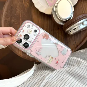 Cute cartoon animal party clear phone case for iPhone close-up