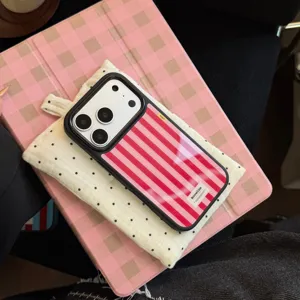 Coque de Téléphone en PC Rigide Antichoc à Rayures Rétro Américain Contraste de Couleurs Étui de Protection pour iPhone 18 17 16 Pro Max Plus