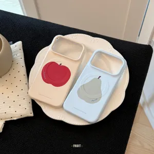 Coques iPhone magnétiques au design de fruits, motifs pomme et poire esthétiques