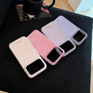 Vue détaillée des coques iPhone mates aux tons pastel avec anneaux magnétiques MagSafe