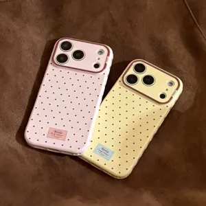 Coques de protection pour iPhone avec motif à pois en rose et jaune pour un style élégant.