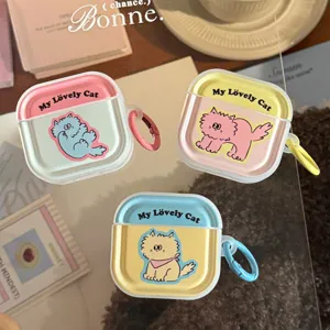 Divertente Custodia per Auricolari a Forma di Gatto per AirPods 3 Pro 2 4 in TPU Protezione Anti-Caduta Con Anello Stile Ins