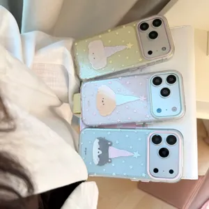 Coque de téléphone souple à paillettes avec animaux et étoiles pour iPhone 16 Pro