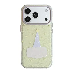 Coque de téléphone à paillettes avec éléphant et chapeau étoile pour iPhone design mignon