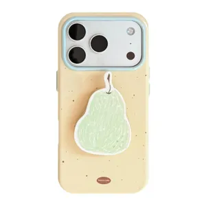 Coque pour iPhone avec support poire et illustration mignonne de style estival