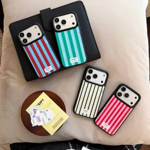 Coques rigides iPhone à rayures contrastées de style américain vintage, plusieurs couleurs