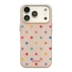 Custodia per iPhone a pois macaron dopamina colorata con design protettivo morbido
