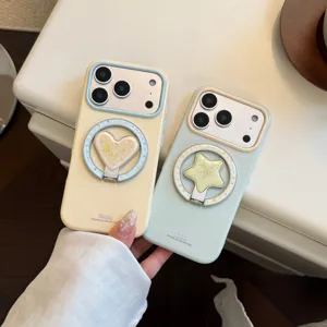 Vue détaillée des supports de bague magnétiques citron et étoile pour coques iPhone
