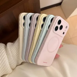 Custodia Magnetica per Telefono Compatibile Con iPhone 17 16 15 14 13 Pro Max Minimalista Tinta Unita TPU Anti-Caduta Morbida Colori Macaron