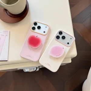 Coque iPhone pastel avec supports de téléphone en forme de pomme et citron