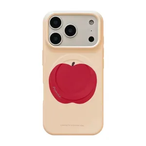 Coque iPhone magnétique crème minimaliste avec un grand motif graphique de pomme