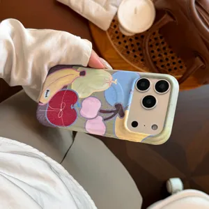 Zomerse dopamine graffiti telefoonhoesje met fruitpatronen voor verschillende iPhone-modellen