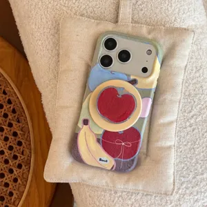 Zomerse dopamine graffiti iPhone-hoesje met geïntegreerde appelvormige handgreep