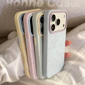 Coque de Téléphone à Pois de Couleur Contrastée pour iPhone 18 17 16 15 14 13 Pro Max Antichoc en TPU Souple Style ins Coréen