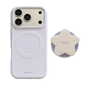Coque iPhone magnétique lavande mouchetée avec support pop-grip en forme d'étoile
