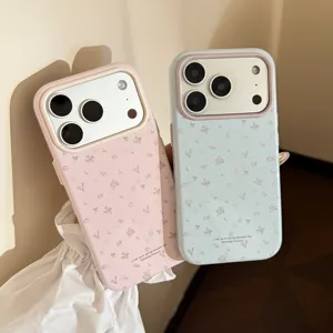 Μαλακή θήκη για iPhone με ανοιξιάτικο λουλουδάτο σχέδιο σε παστέλ ροζ και γαλάζιο