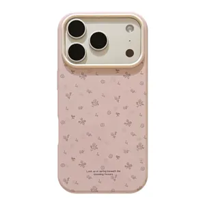 Χαριτωμένη ροζ θήκη με λουλούδια για iPhone και προστατευτικό πλαίσιο κάμερας