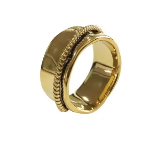 Trendiger goldfarbener klobiger Ring im Barcelona-Stil mit gedrehtem Seildesign für Damen