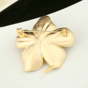 Vintage gold flower brooch suit accessory for women, matte finish
