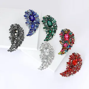 Broche Vintage de Aleación Cristal Vidrio Strass Grande Forma de Lágrima Paisley para Mujer Accesorios de Joyería de Moda Regalo