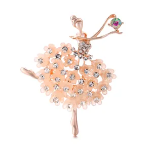 Elegante Legering Balletdanser Brosche Voor Vrouwen Kleurrijke Kristallen Sjaalgesp Dansend Meisje Speld Sieraden Cadeau Feestaccessoires