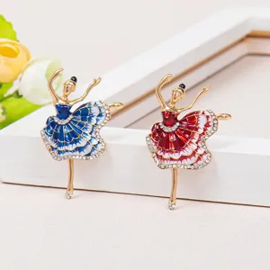 Elegante ballerina speldjes set met kleurrijk emaille en sprankelende strasstenen