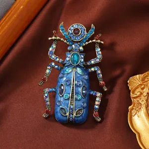 Vintage Emaille-Käferbrosche mit Strasssteinen für Damen, eleganter Skarabäus-Pin