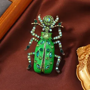 Eleganter Vintage Emaille Skarabäus Käfer Brosche Pin mit glitzernden Strasssteinen
