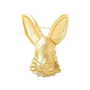 Vintage Goldener Hasen-Brosche mit mattem Finish für Damenmode-Accessoires