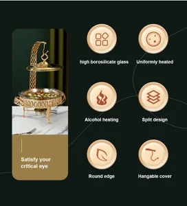 Feature details of gold stainless steel buffet warmer with borosilicate glass lid