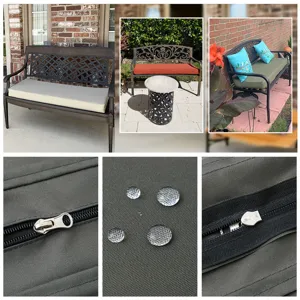 Fundas de cojín impermeables para bancos de exterior con detalles de cremallera duradera.