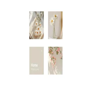 Set of four aesthetic floral prints with Home More Love text for home decor.