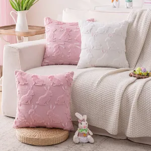 Cream-Stil Hasen-Muster Plüsch Kissenbezug Niedliche 3D-Geprägte Weiche Kissenhülle Ohne Füllung Für Sofa Wohnzimmer Schlafzimmer Zuhause Deko
