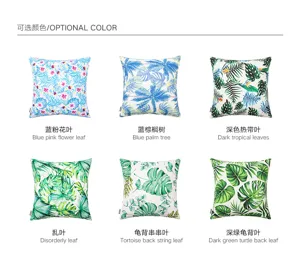Collection of six tropical leaf patterns on waterproof outdoor garden cushion covers.
