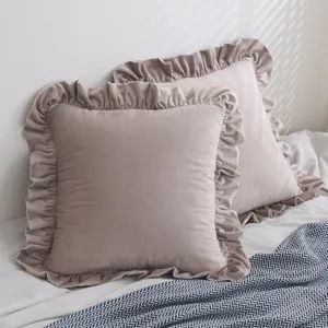 Weiche Samt-Kissenbezüge mit Rüschen für Sofa oder Bett Dekoration